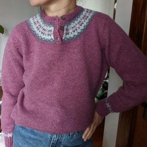 Vintage LL Bean crewneck 3-button Fair Isle, Nordic sweater